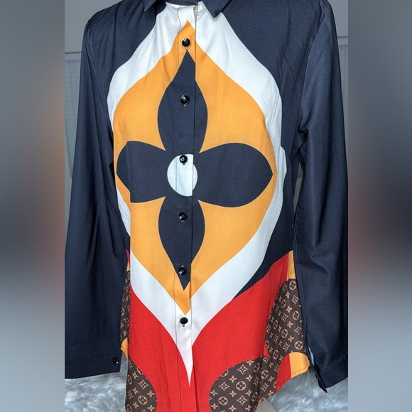 Black Orange Women's Top Blouse Medium Career Classic - Picture 2 of 4